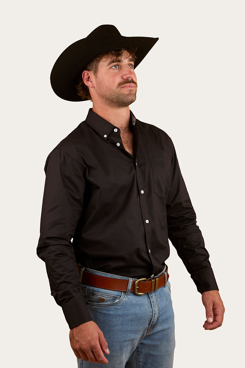 Heritage Mens Plain Dress Shirt - Black