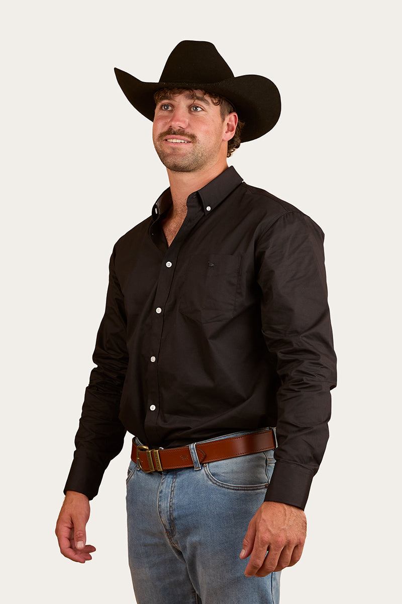 Heritage Mens Plain Dress Shirt - Black
